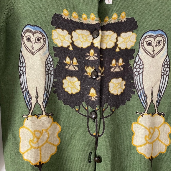 Owl Sweater Cardigan Size S Knitted Dove Brand - Picture 2 of 12